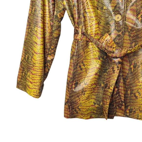 Vintage Buttons Snake Print Vegan Leather Retro Belted Women’s Blaxer Sz L - Picture 5 of 12